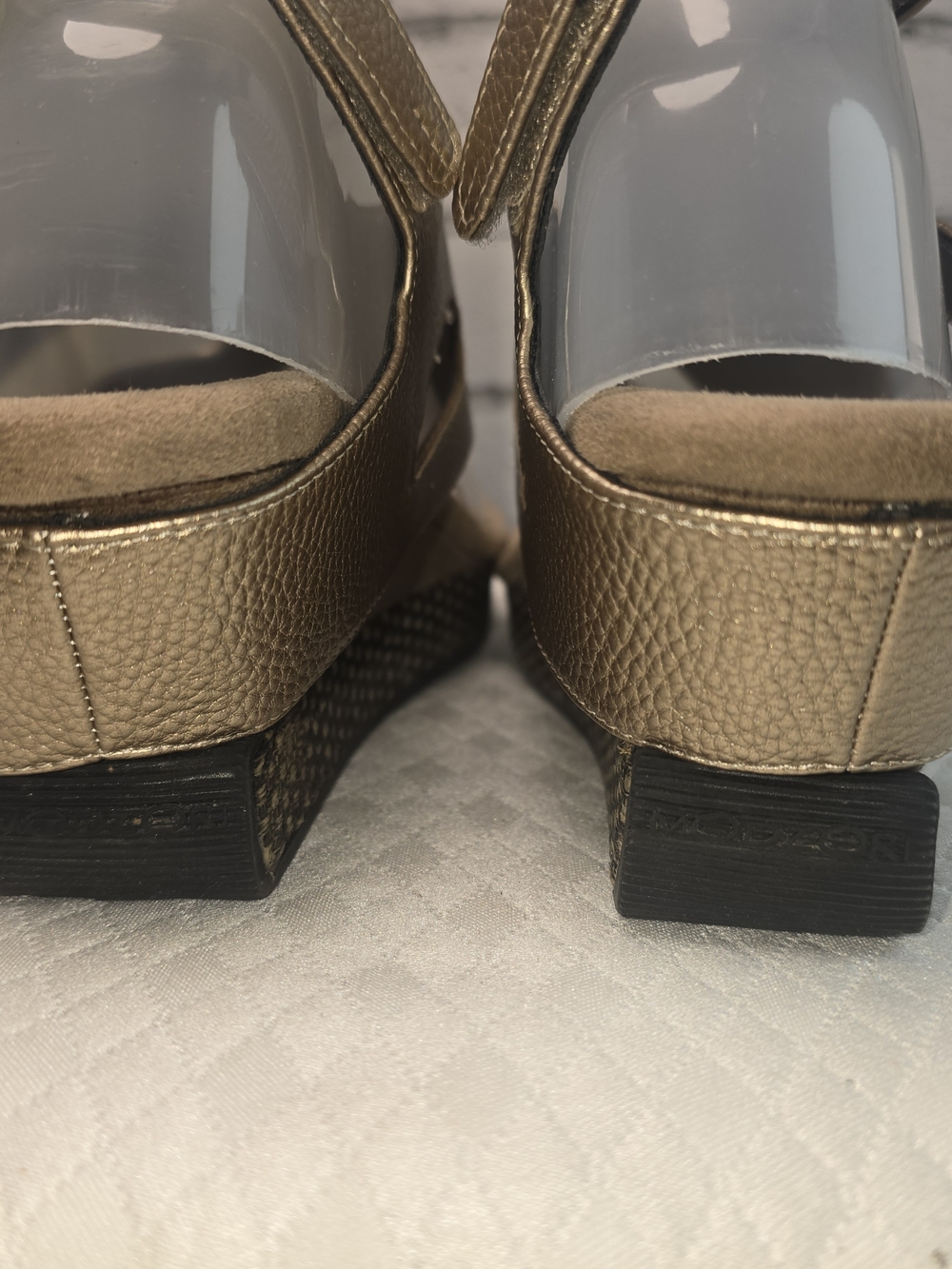 MODZORI WOMENS ZOEY 5 FLIPS REVERSABLE GOLD PEWTER THONG SANDAL WEDGE 9 - Picture 6 of 14